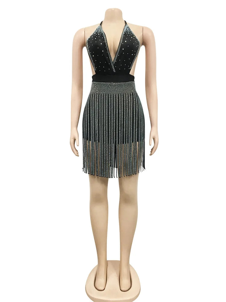 Crop Top Tassel Skirts Matching Set