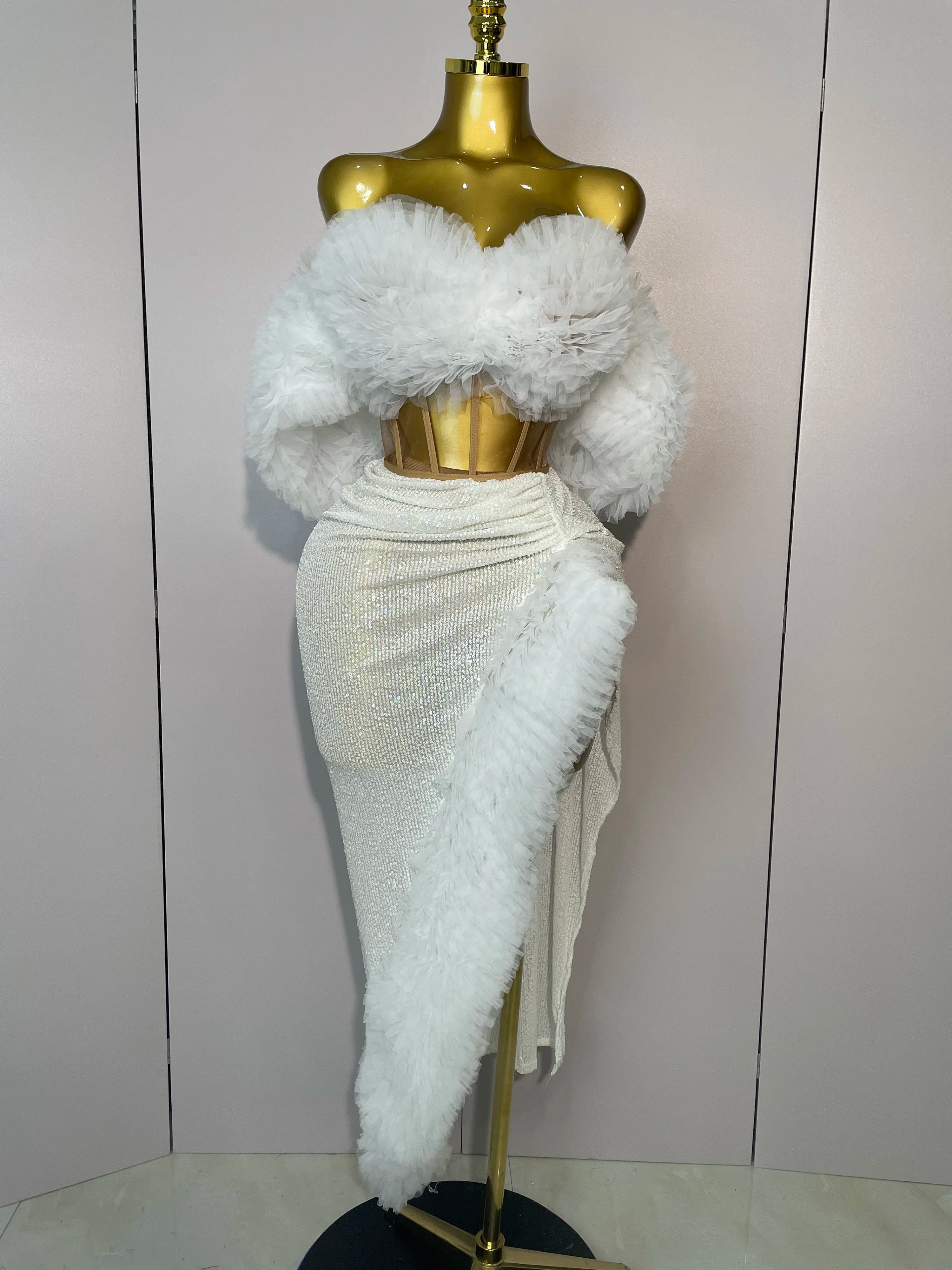 Sequins Top Short Skirt Outfit Dress