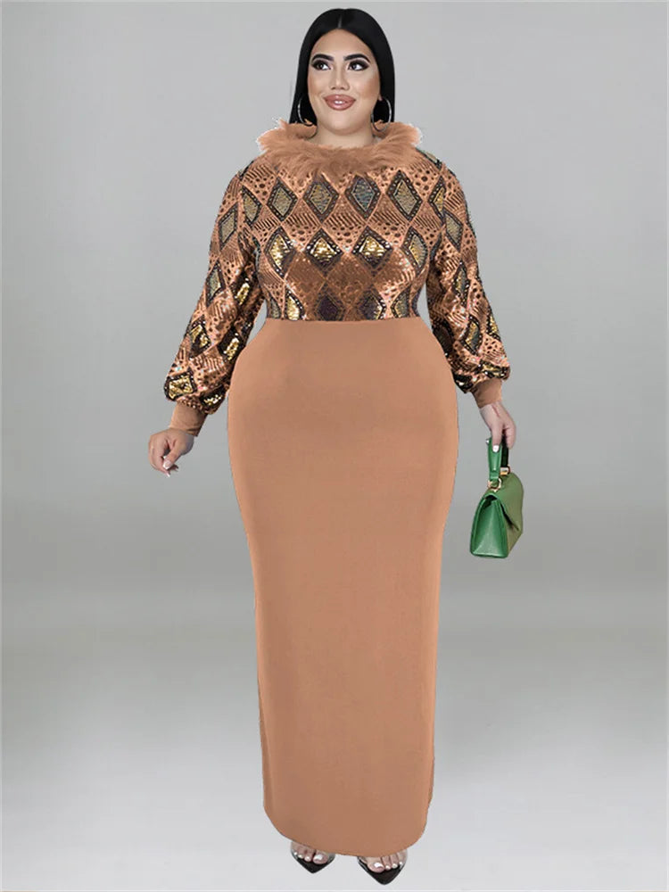 Women's Print Patchwork Maxi Dress