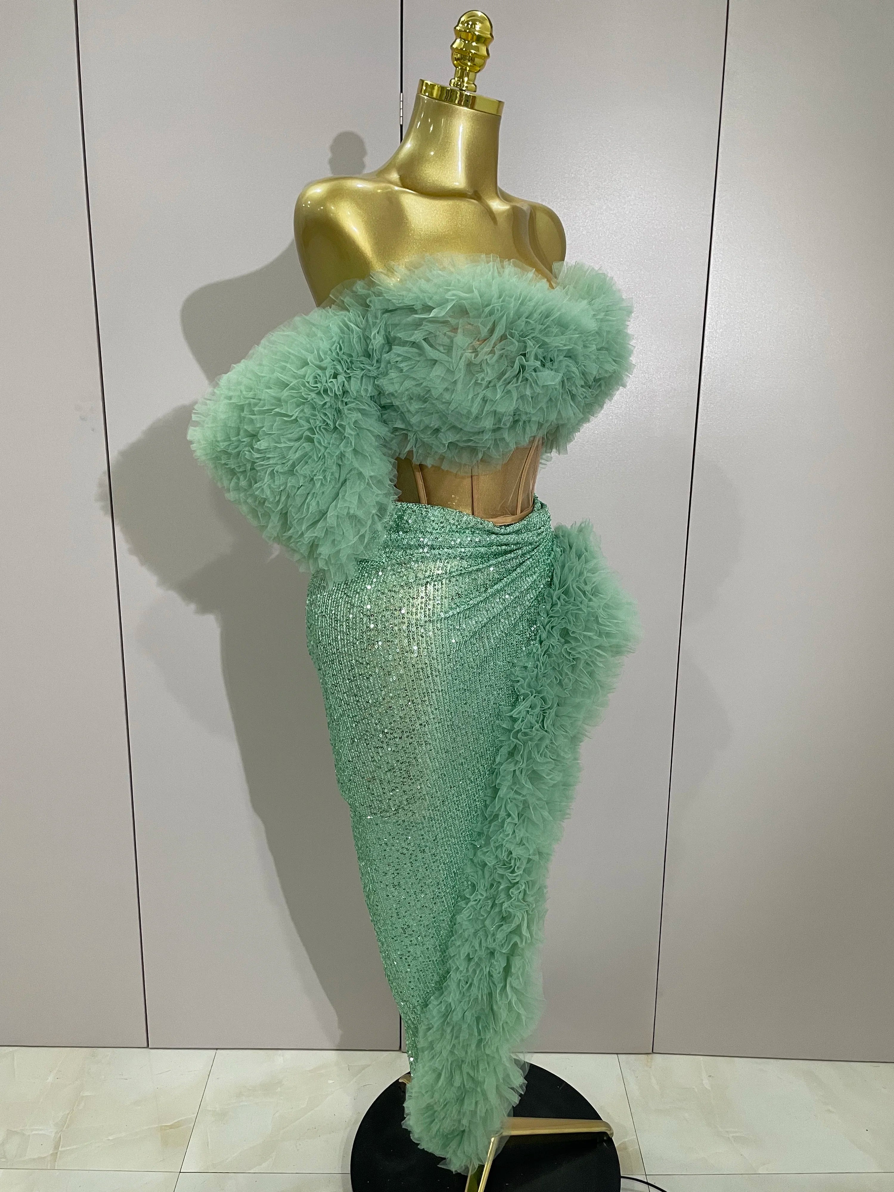 Sequins Top Short Skirt Outfit Dress