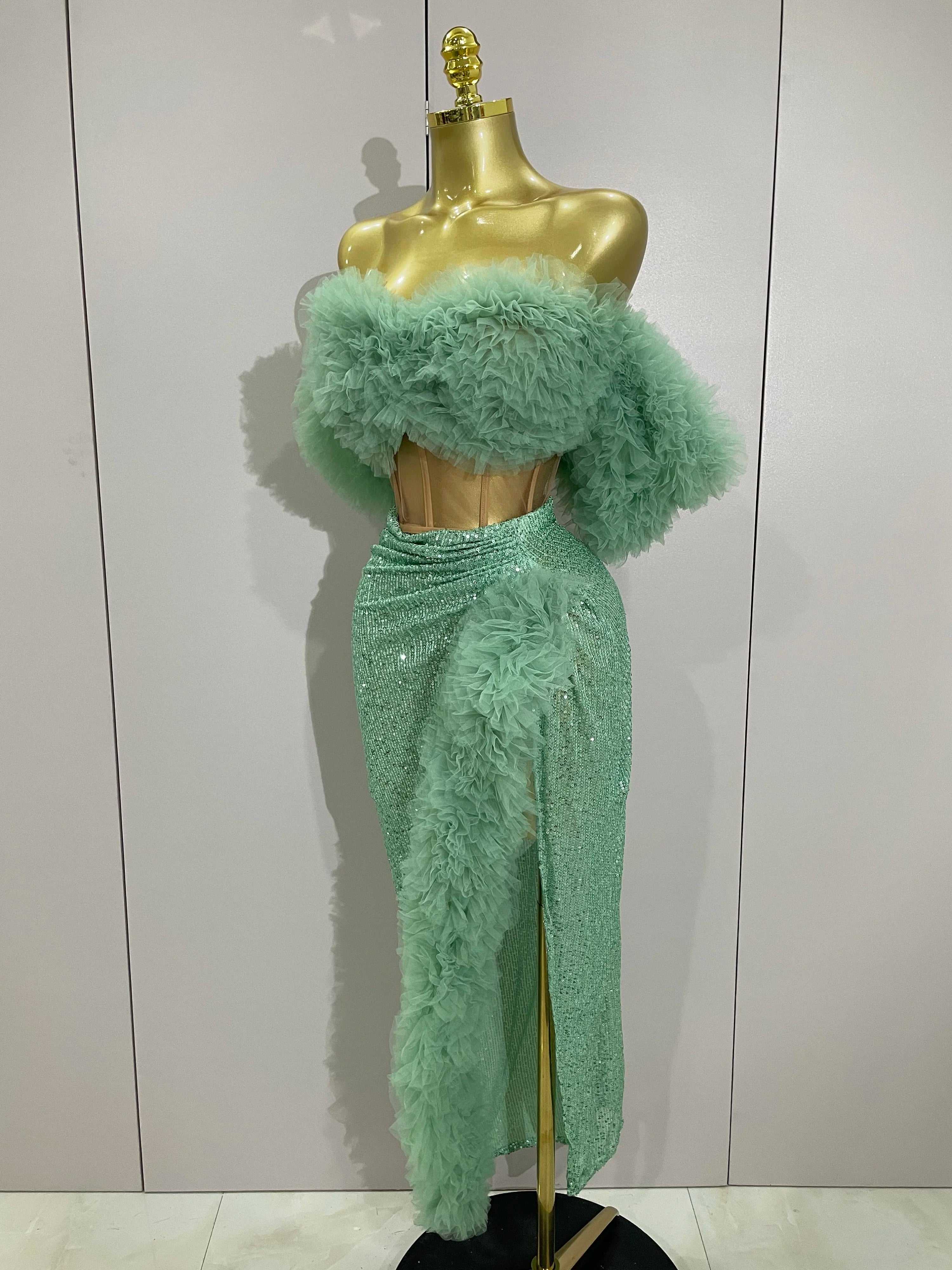 Sequins Top Short Skirt Outfit Dress