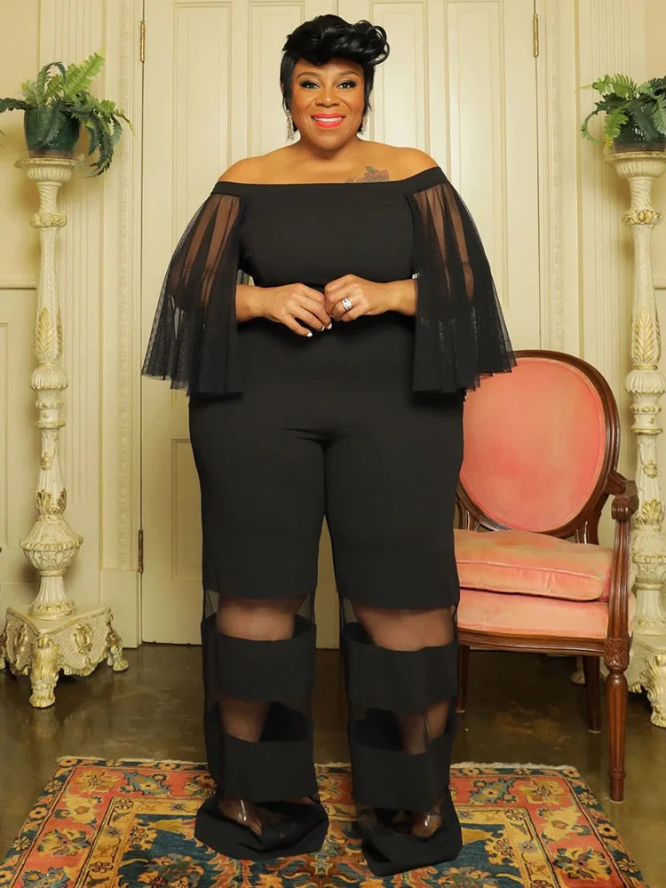 Long Batwing Sleeve Off-Shoulder Jumpsuit