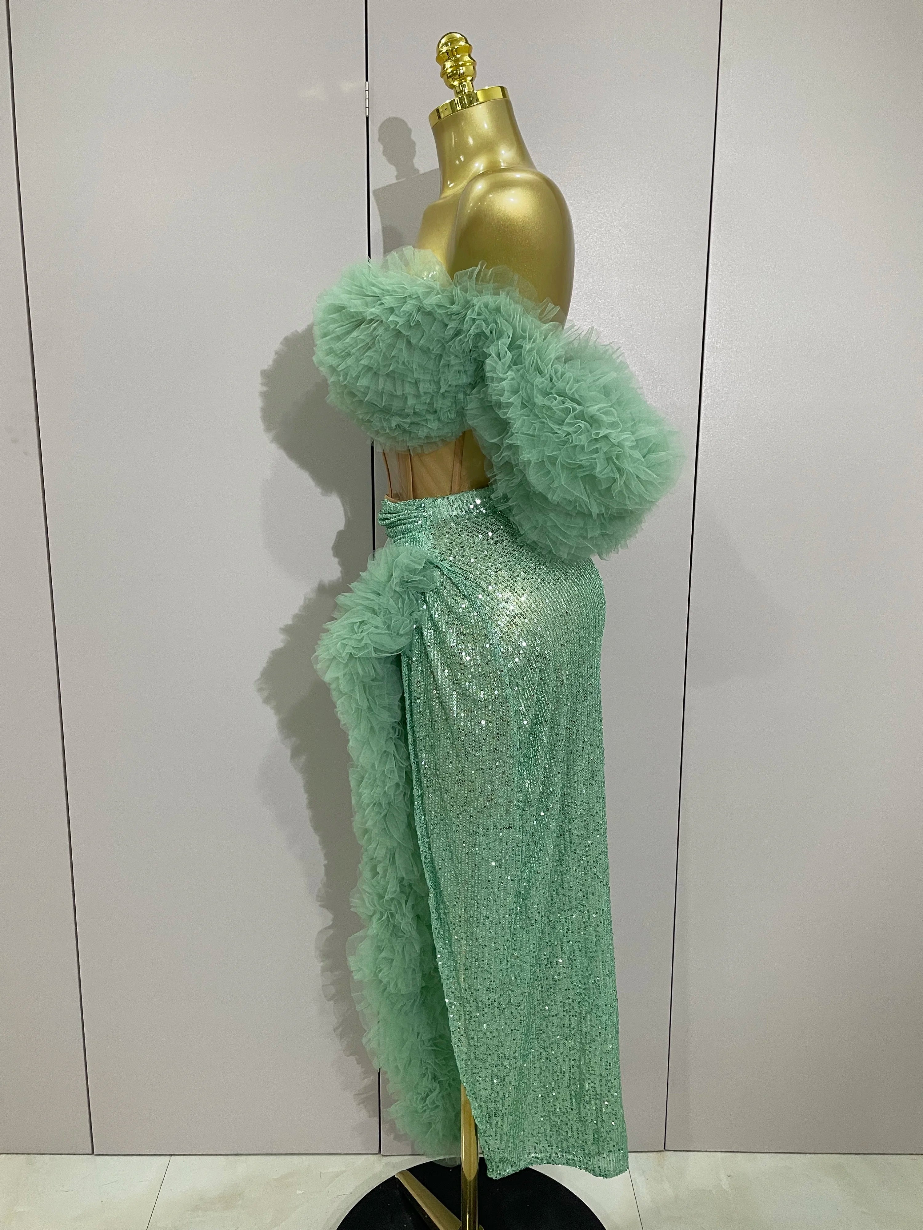 Sequins Top Short Skirt Outfit Dress