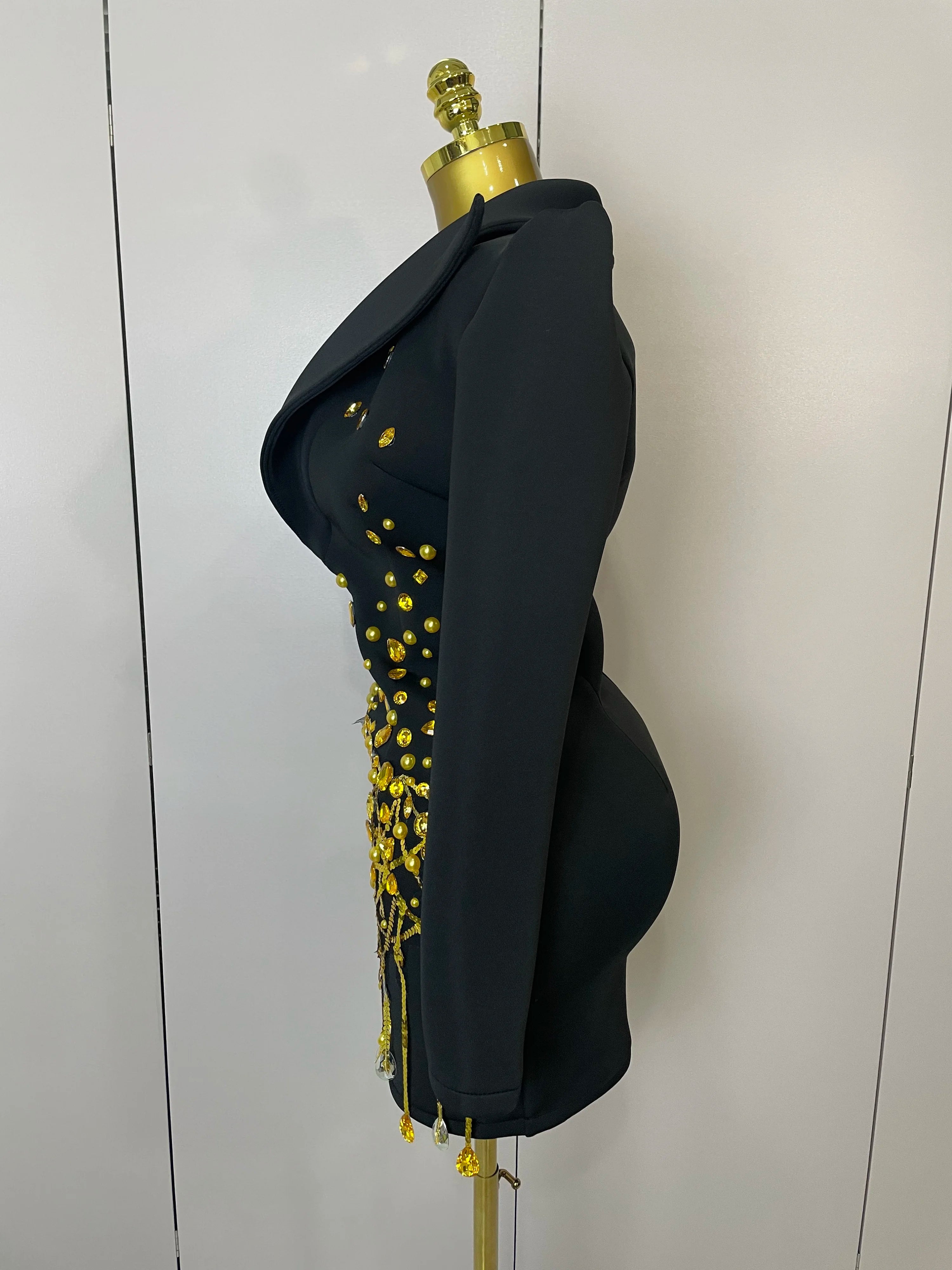 Sparkly Crystal Chains Pearls Mini Dress