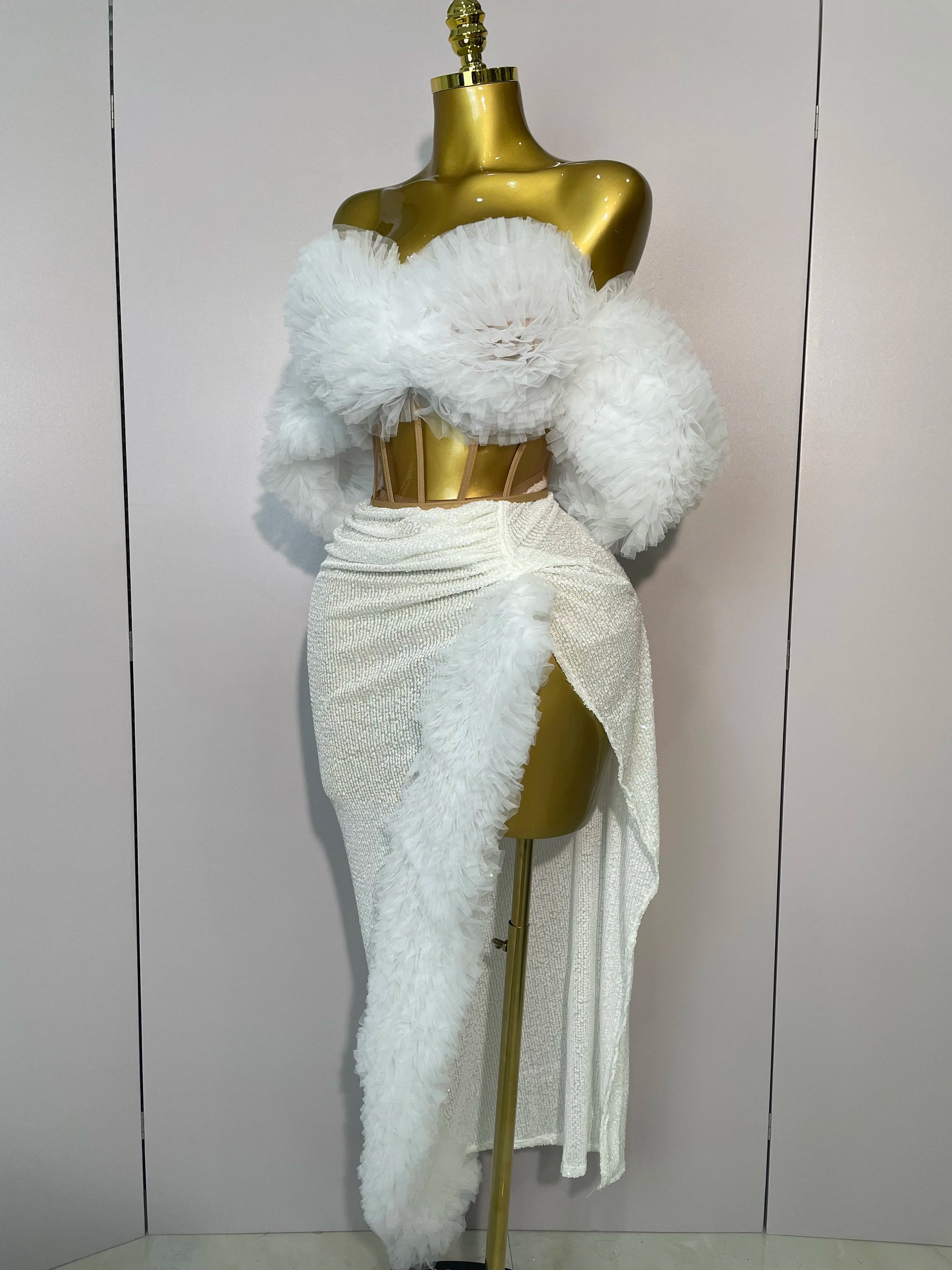 Sequins Top Short Skirt Outfit Dress