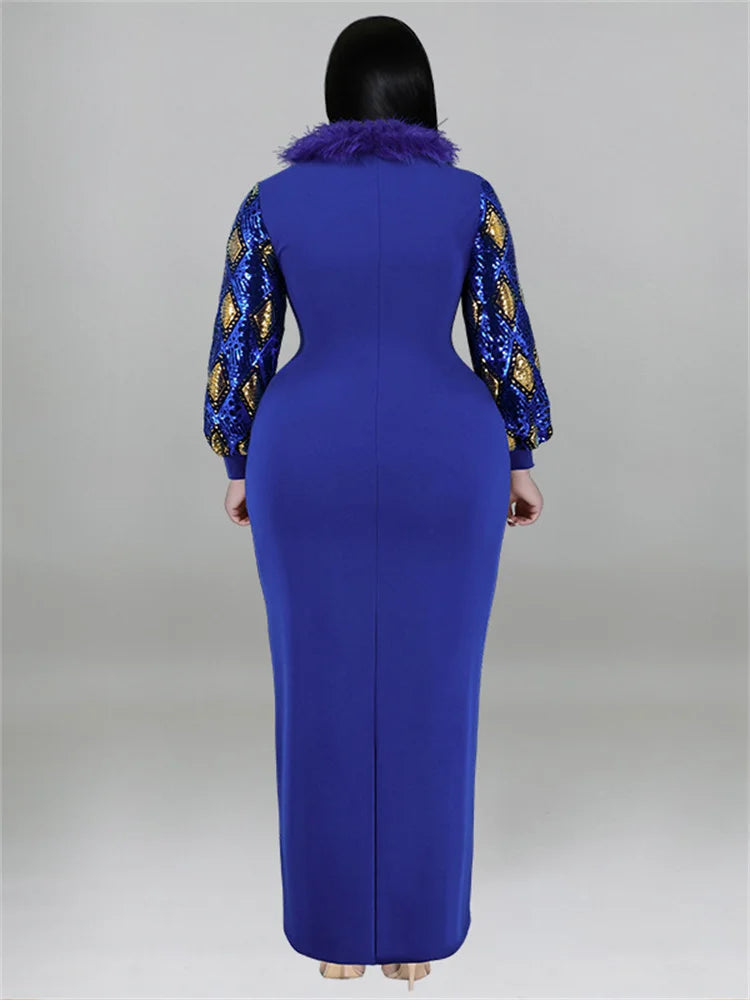 Women's Print Patchwork Maxi Dress