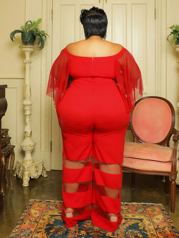 Long Batwing Sleeve Off-Shoulder Jumpsuit