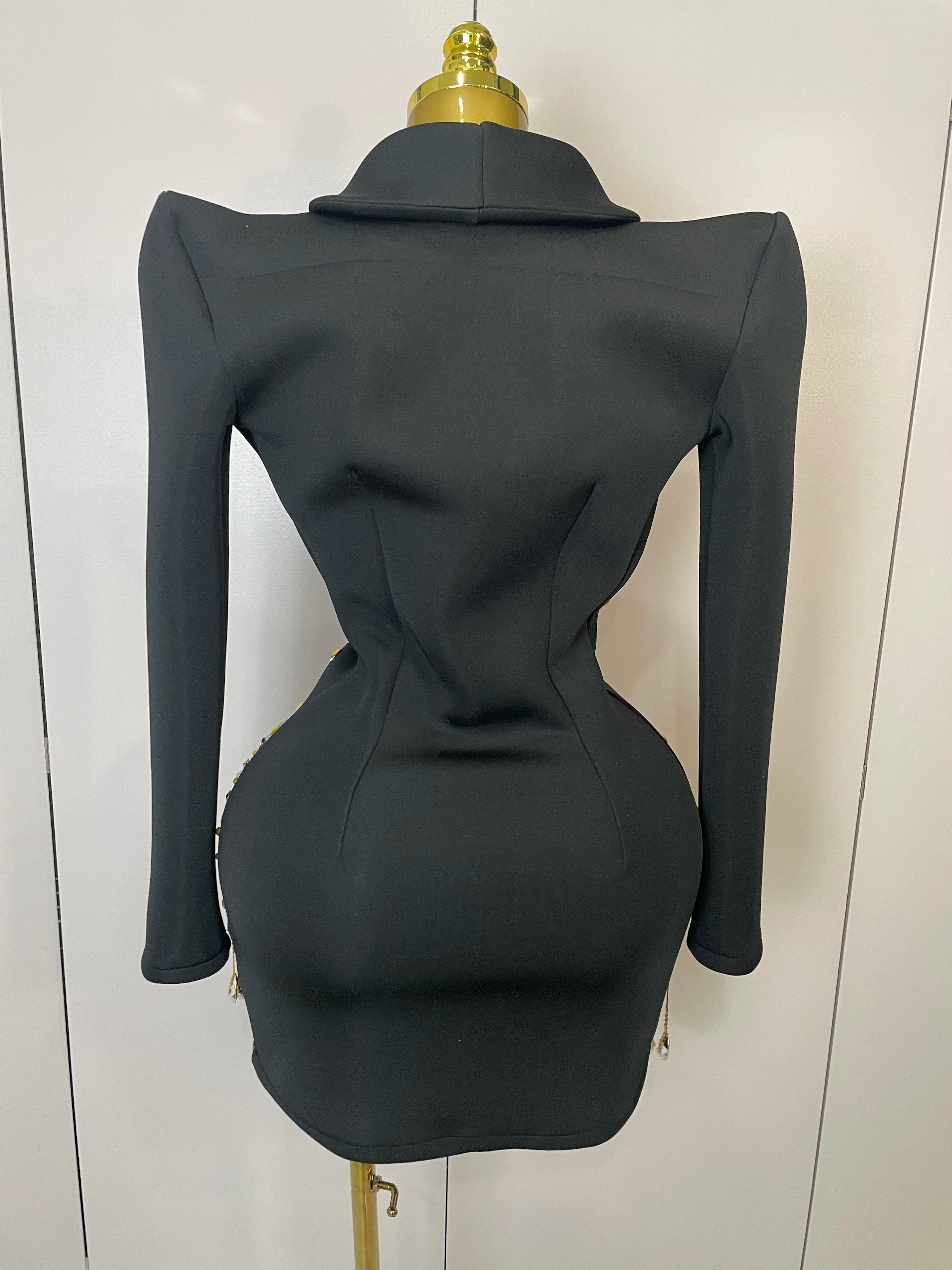 Sparkly Crystal Chains Pearls Mini Dress