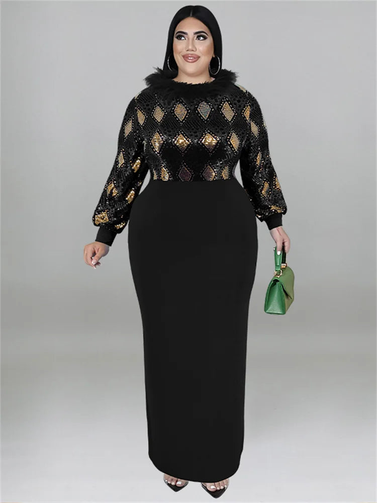 Women's Print Patchwork Maxi Dress