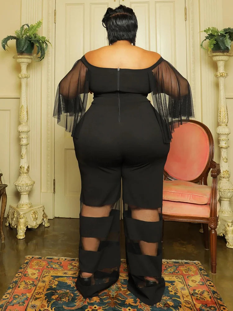 Long Batwing Sleeve Off-Shoulder Jumpsuit