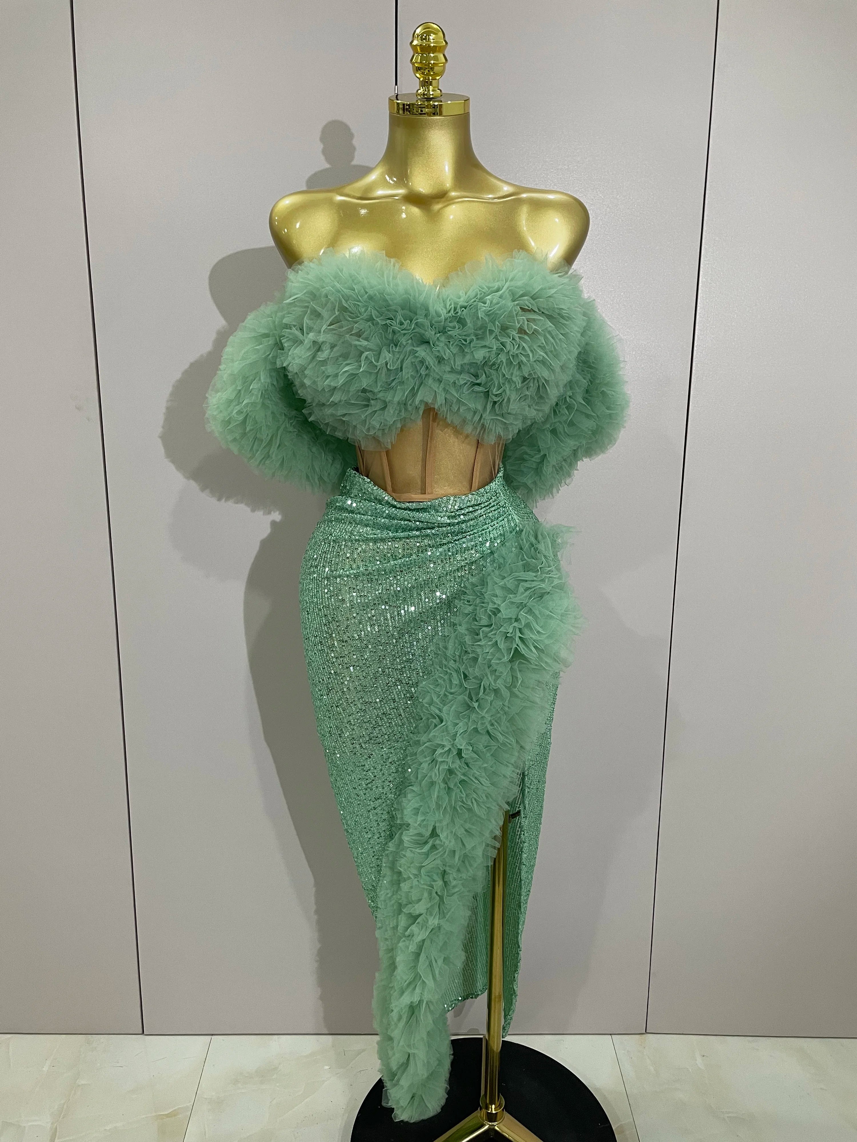 Sequins Top Short Skirt Outfit Dress