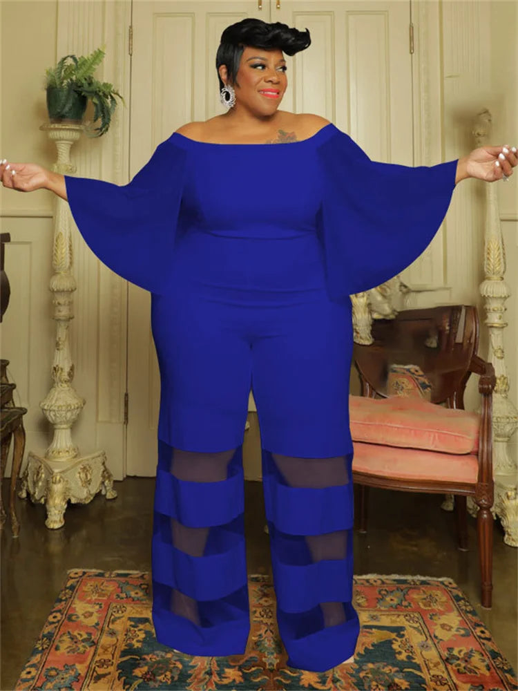 Long Batwing Sleeve Off-Shoulder Jumpsuit