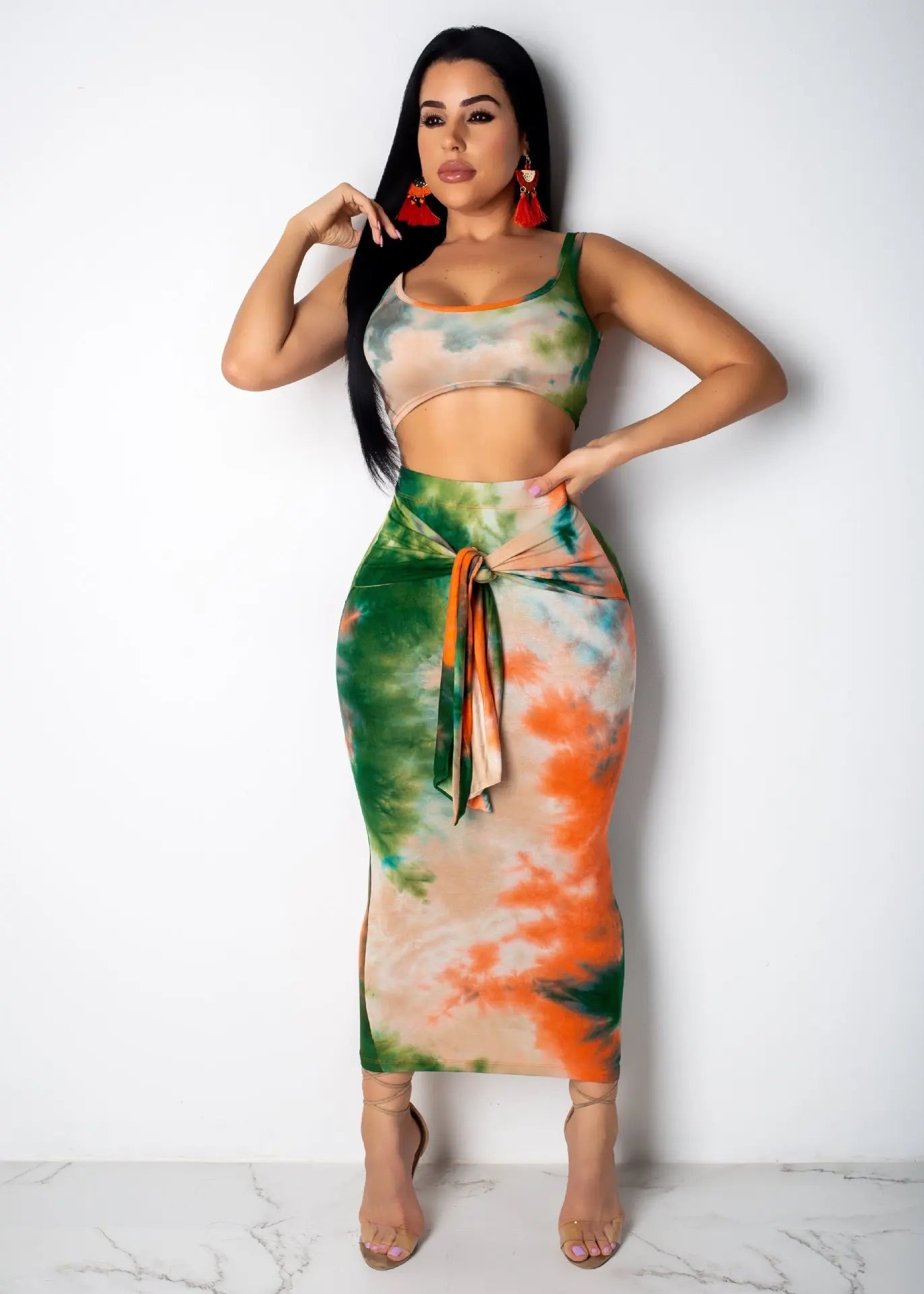 Crop Top Tassel Skirts Matching Set