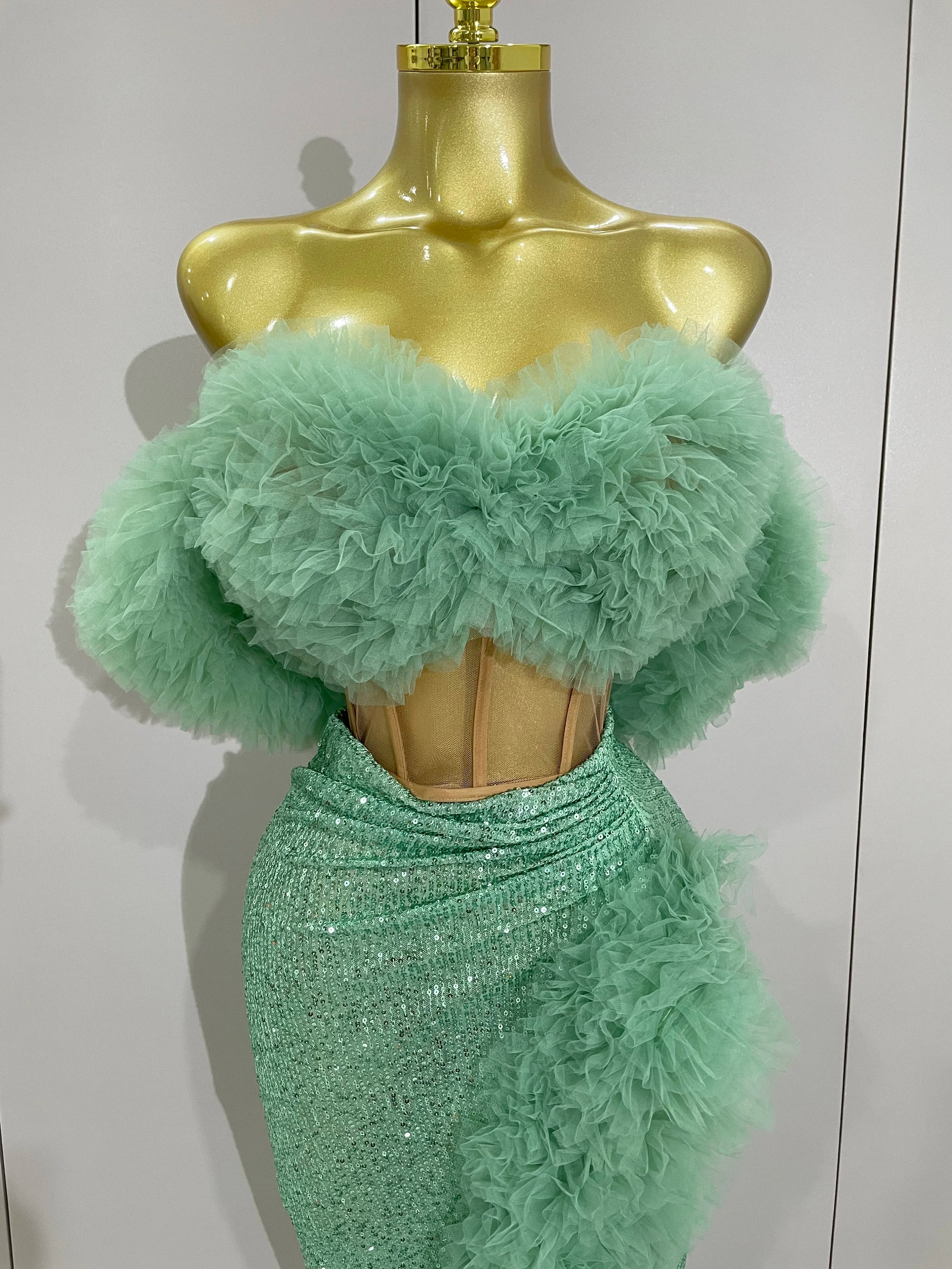 Sequins Top Short Skirt Outfit Dress