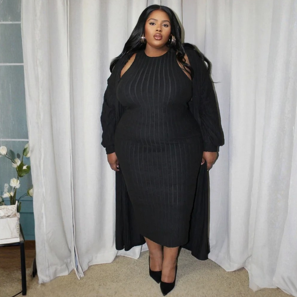 Plus Size 2 Piece Outfits  Maxi Dress