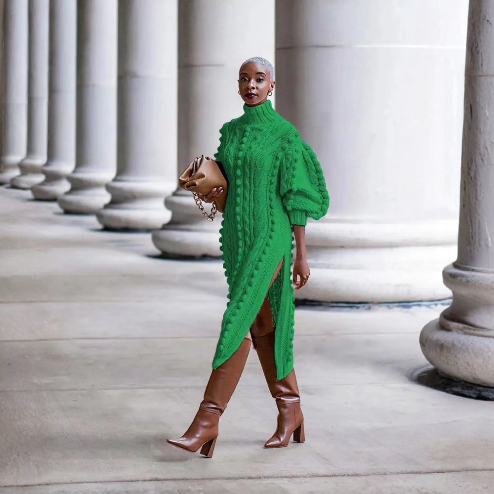 Winter High Neck Sweater Long Dress